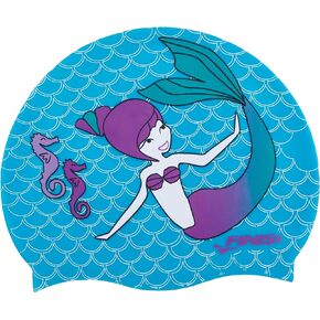 FINIS Mermaid Silicone Cap - Fun Kids Swim Cap with a Universal Fit - 100% Silicone Swim Cap with Rippled Edge for a Watertight Seal - Swimming Pool Accessories