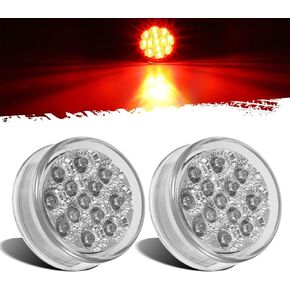 Partsam 2 Pcs Mini-Reflex Red Clear Lens Side indicator LED Marker Clearance Truck Light w/2 Standard Pin, Sealed Faceted 2.5" Round LED Trailer Sidelight ID Light Identification Taillight 13 Diodes