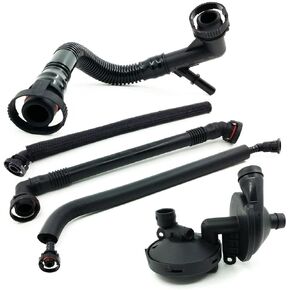 Crankcase Ventilation Valve Oil Separator Hose Compatible with BMW E46 E60 E39 X3 X5 320i, 323i, 325, 325i 328i, 330i, 525i, 528i CCV PCV Valve Ventilation Separator 5 Piece Value Kit 11611432559