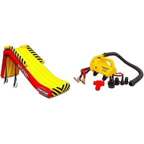 SportsStuff Spillway Dock Slide, Boat Slide, Inflatable Pontoon Slide, Yellow, Red Large