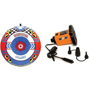 SportsStuff Big Bertha Towable 1-4 Rider Tube for Boating and Water Sports, Kwik-Connect Tow, Double-Stiched Partial Nylon Cover & Patented Speed Safety Valve for Easy Inflating & Deflating