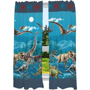 Jurassic World Dominion Kids Room Window Curtain Panels Drapes Set, 82 Inches x 63 Inches, By Franco