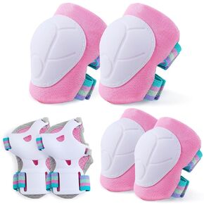 FIODAY Knee Pads for Kids Knee and Elbow Pads Wrist Guards Adjustable Protective Gear Set for Inline Skating Biking Skateboard Scooter 3-8 Years