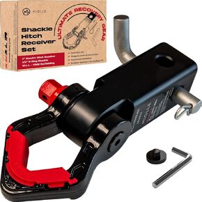 MiolleGear Aluminum Shackle Hitch Receiver (Fits 2" Receivers) Best Towing Accessories for Trucks, Jeep, Toyota & More - Connect Your Miolle Tow Strap for Vehicle Recovery