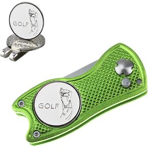 Golf Divot Repair Tool with 2 Ball Markers+ 1 Hat Clip Golf Divot Tool Portable -1 Pack