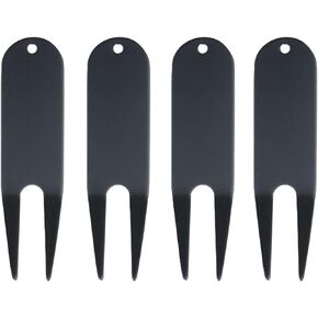 Metal Golf Divot Tools Bending Golf Divot Repair Tool Golf Ball Mark Fairway Repair Fork Golf Green Repair Tool 4 Pieces (Black)