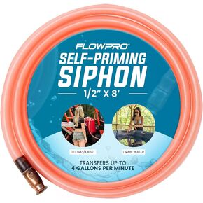Multipurpose Self-Priming Gas Siphon 1/2" x 8' | Durable Industrial Grade Tubing Siphon Hose | Fuel Siphon for Gas, Oil, Water, Non-Corrosive Chemicals | 4 Gallons/Minute |