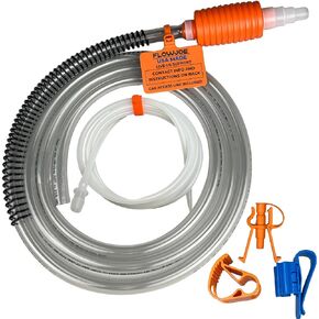 FlowJoe Handy Pump Fluid Transfer Siphon with Car Access Line - One-Year Warranty Made in USA with Live US Support - 14 Feet of Hose with Multiple Configurations - Moves 120 Gallons Per Hour