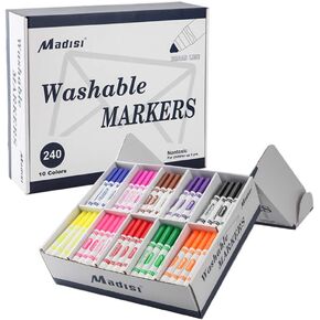 Madisi Washable Markers, Broad Line Markers, Assorted Colors, Classroom Bulk Pack, 240 Count