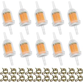 Strongthium 1/4" Fuel Filters with Magnet for Kawasaki Kohler Briggs & Stratton Lawn Mowers Small Tractors Garden Equipment Snowmobiles Tillers Go Garts and others with Fuel Clamps x20