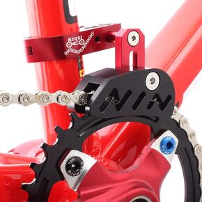Bike Chain Guide MTB Bike Protector Road Bicycle Mountain Cycle Chain Guide Tensioner with Hollowed Design for Single Disc Sprocket, Front Dial Smooth Driving(Red)