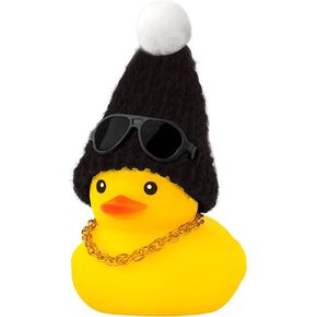wonuu Rubber Duck Car Ornaments Duck Car Dashboard Decorations with Fashion Knit Hat Duck for Car Dashboard Decoration Accessories. Black