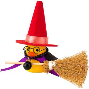 wonuu Duck Car Dashboard Decorations Duck Car Ornaments Cute Car Accessories for Duck Car Accessories with Magic Hat Broom Necklace and Round Sunglasses, Black&Purple hat