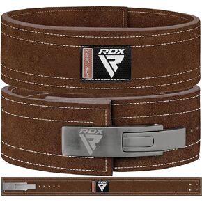 RDX Weight Lifting Belt Powerlifting, Approved By IPL and USPA, 10mm Thick 4" Leather Lumbar Back Support, Lever Buckle Gym Strength Training Equipment, Bodybuilding Deadlifts Squats Workout Men Women