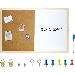 Combination Magnetic whiteboard and Cork Board, Perfect for Office, Home Decor, School Message board-15 inch x 24 inch in Kuwait