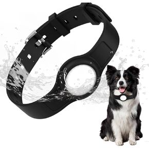 Silicone Dog Collar with Tracker, Durable Silicone Object Pet Dog Collar for Small and Medium Dogs. Track Your pet's Location with The Find My App (iOS Only) (White)