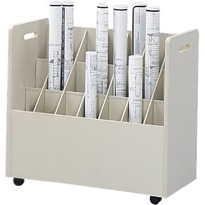 Safco Products 21-Compartment Mobile Roll File Cart | Grandstand Design with 8 Compartments | 50 lbs. Weight Cap. | Durable Furniture Grade Particleboard, Textured Vinyl & Laminate Finish