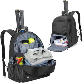 حقيبة ظهر للتنس من DSLEAF لمضربين، حقيبة تنس للرجال/النساء مع مساحة منفصلة للأحذية تحمل زوجًا من الأحذية يصل إلى 12 للرجال في الولايات المتحدة وجيوب متعددة للإكسسوارات in Kuwait