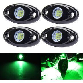 أضواء الصخور LED البيضاء، 4 القرون نيون 12 فولت مقاوم للماء Underglow Underbody Kit الزاحف الزحف قبة أضواء العجلات الخارجية لـ ATV RZR UTV SUV على الطرق الوعرة قارب السيارات دراجة نارية توهج درب تلاعب الحاجز مصباح