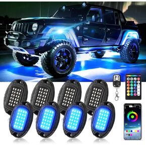 6Pods High Brightness Metal RGB LED Rock Lights with APP/RF Remote Control, Multicolor Waterproof Neon Underglow Lights Music Mode Exterior Underbody Lights 12V for Jeep Trucks Golf Cart UTV ATV SXS
