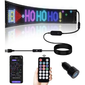 Bluetooth App Control LED Car Sign,Programmable Flexible USB 5V LED Matrix Panel,Custom Text Pattern Animation Scrolling LED Display for Car Windows Store Party Bar Decor 23''x5''