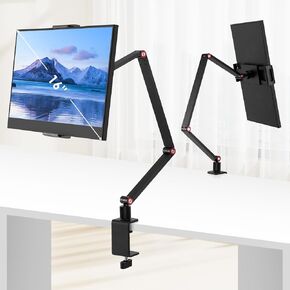 Tablet Stand Holder for ipad,Portable Monitor Stand Holder 15.6'',16'',Webcam Camera Ring Light Desk Mount with 360°Rotate Base,Fits for 4.7-16" Phone,Kindle,Fire HD,Nintendo Switch