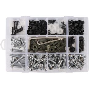 BAIONE Fairing Bolt Kit 195PCS Stainless Steel M5 M6 Motorcycle Windscreen Fairing Screws Fasteners Universal Compatible with Yamaha Honda Kawasaki Suzuki BMW Sportbike Bodywork Bolts (Titanium)