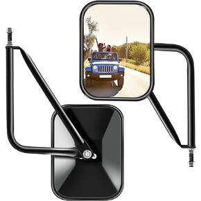 مرايا جيب Zmoon، مرايا للأبواب مغلقة لسيارة جيب رانجلر CJ YJ TJ JK JL وغير محدودة، مرآة مفصلية للباب سريعة التثبيت، مرايا رؤية جانبية مربعة للمغامرة، أسود محكم 2 حزمة in Kuwait