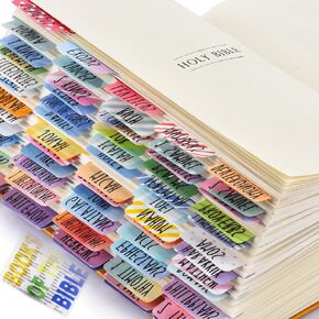 Bible Tabs Old and New Testament, Bible Tabs for Women/Men/Kids, 100 Pcs Bible Book/Index Tabs for Study Bible, Bible Chapter Tabs for Journaling Bible, Easy-to-Read, 66 Books, 8 Ref, 19 Blank Tabs