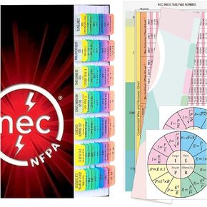 2020 NEC Tabs, NFPA 70 National Electrical Code 2020 Tabs with Wire Chart / 2 Ohm's Law Stickers and Dot Stickers for Marking Point (Book Not Included)