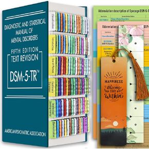 Index Tabs for DSM-5,DSM-5-TR, Diagnostic and Statistical Manual of Mmental Disorders, 72 Color-Coded Diagnosis Guide Tabs and 8 Additional Blank Tabs with Alignment Guide and Bookmarker
