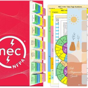 2023 NEC Tabs (Book Not Included), National Electrical Code Book Tabs for NFPA 70 Exam Test, 140 Pcs Tabs with Wire Chart & 2 Ohm's Law Stickers