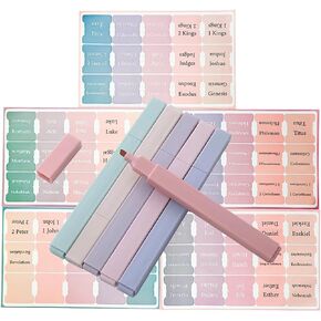 kinleed Bible Tabs highighlighter combination,75 Tabs 6 Packs a variety of colors Aesthetic Highlighters Pens,Laminated Bible Tabs for Women and Men,Bible Index Tabs,Bible Labels(Morandi)