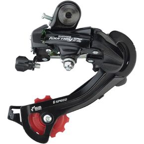 RD-TZ500 Tourney Rear Derailleur, Bracket Included, Red, 6 Speed