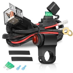 OFFROADTOWN 2 Leads LED Light Bars Wiring Harness Kit w/Motorcycle Handlebar Switch 7/8" 12V 40A Relay Fuse Nylon Wire Harness for ATV Dirt Bike Scooters Motorcycle Lights
