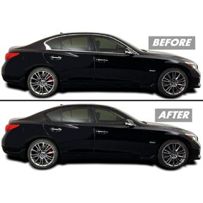SlickMod Chrome Delete Blackout Vinyl Overlay for 2014-2022 Infiniti Q50 Q50S Sedan Window Trim (Gloss Black)