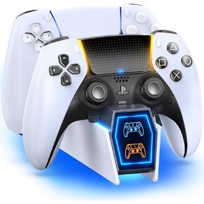 محطة شحن PS5 متوافقة مع Playstation 5 Edge ووحدة التحكم المزدوجة، ومحطة شاحن وحدة التحكم PS5 مع مؤشرات LED، وقاعدة شحن ملحقات PS5 Slim، وشاحن جهاز التحكم عن بعد PS5 مع كابل in Kuwait