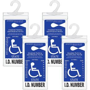 Handicapped Parking Placard Holder - Disabled Placard Protective Mirror Tag Holder with Larger Hanger by Tbuymax(Set of 4)