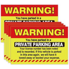 50 Private Parking Stickers, You Have Parked in A Private Parking Area, Reserved No Permit Area Violation Warning Notice Vehicle is Illegally Parked - Large Size 6 X 9 inches