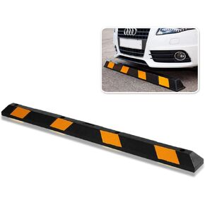 Zone Tech Large Heavy Duty Rubber Parking Curb – 72" Premium Quality Car Garage Wheel Stopper Professional Grade Parking w/Yellow Reflective Tape for Car, Truck, Trailer and RV (1-Pack)