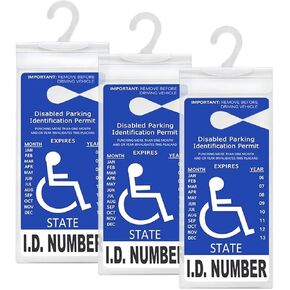 LotFancy Handicap Placard Holder for Auto, Pack of 3, Disabled Parking Permit Sign Holder with Larger Hook