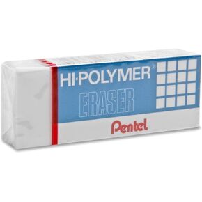 Pentel Super Hi-Polymer Eraser, Large, Nonabrasive, White (PENZEH10)