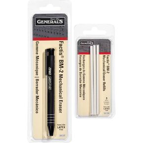 General Pencil - Pencil-Eraser + Refills Bundle - GPBM2-BP Factis Pen Style Eraser Plus GPBM2-3RBP Factis Pen Style Eraser Refills (Pencil + Refills)