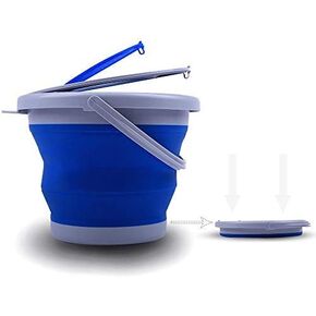 Car Washing Buckets Collapsible Plastic Pail Fishing Bucket Portable Outdoor Travel Foldable Bait Bucket Container with Aeration Lid Cover with Handle Blue 5L