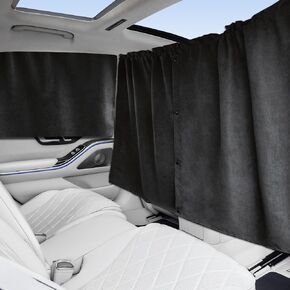 Set of 4 Car Privacy Curtains, Suede Car Window Shades for Baby Sleeping Travel Camping Nap 99% Opaque Upgrade Version,2 Rear Divider Curtain & 2 Side Car Windows Covers SUV Truck Accessories