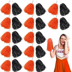 24PCS Pom Poms Cheerleading Plastic Cheerleader Pom Poms with Handle Cheering for Sports Spirited Dance Party Performance