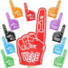 12 Pcs Giant Foam Finger 18 Inch We're Number 1 Universal Foam Hand Bulk for School Items Sports Events Football Games Cheerleading Equipment