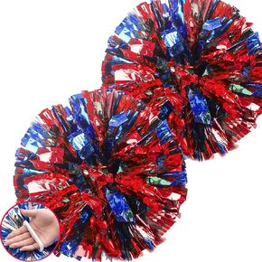We Moment Pink 12in Cheerleading pom poms Metallic Foil Cheerleading Poms 2pcs