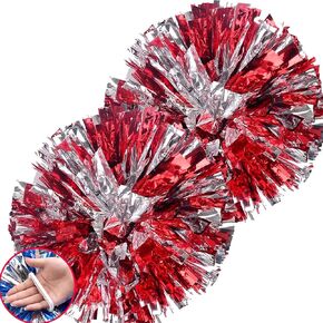 We Moment Pink 12in Cheerleading pom poms Metallic Foil Cheerleading Poms 2pcs