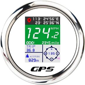 GPS Speedometer 85mm 3-3/8" Digital Boat GPS Speedometer Gauge Waterproof MPH Knots Km/h Adjustable for Car Marine Truck Motorcycle 9-32V (All Black)